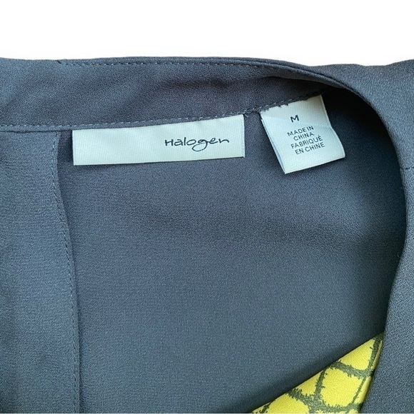 HALOGEN Checked Lime Green and Gray High-Low Tunic Blouse | Size Medium - Picture 9 of 12